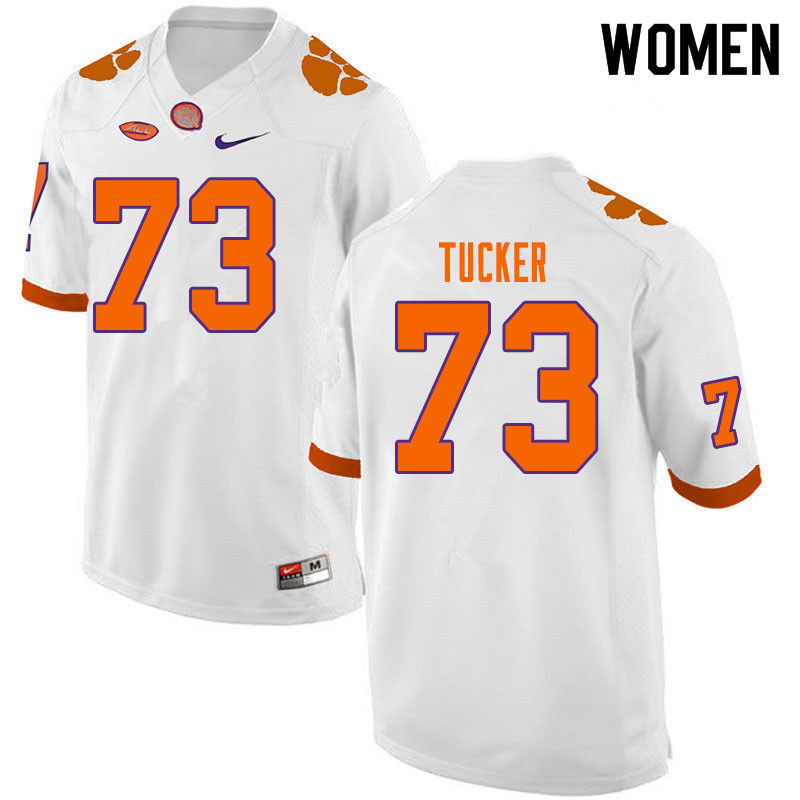 Women #73 Bryn Tucker Clemson Tigers College Football Jerseys Sale-White - Click Image to Close